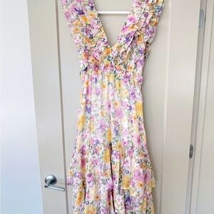 Storia Floral Ruffle Maxi Dress size S